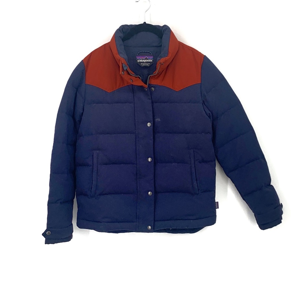 Patagonia Red Orange Puffee Button Coat size Medium W's Bivy Jacket